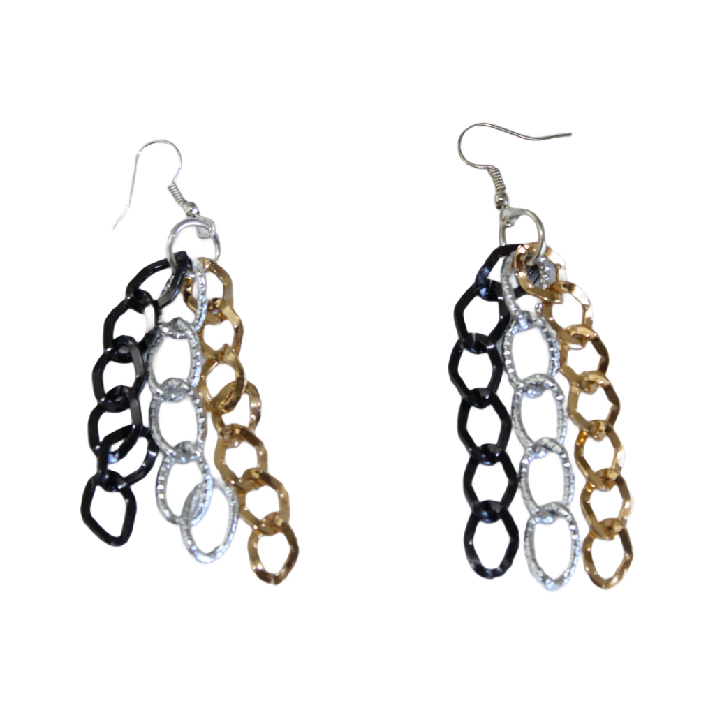 Dangly Earrings Silver/Black/Gold (ALUMINIUM)